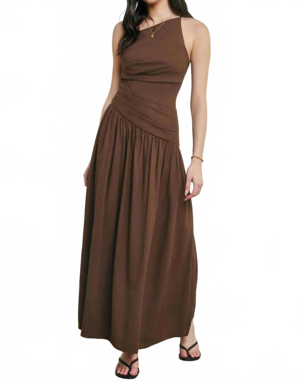 NEW DRESS FORUM toffee drape maxi dress in brown